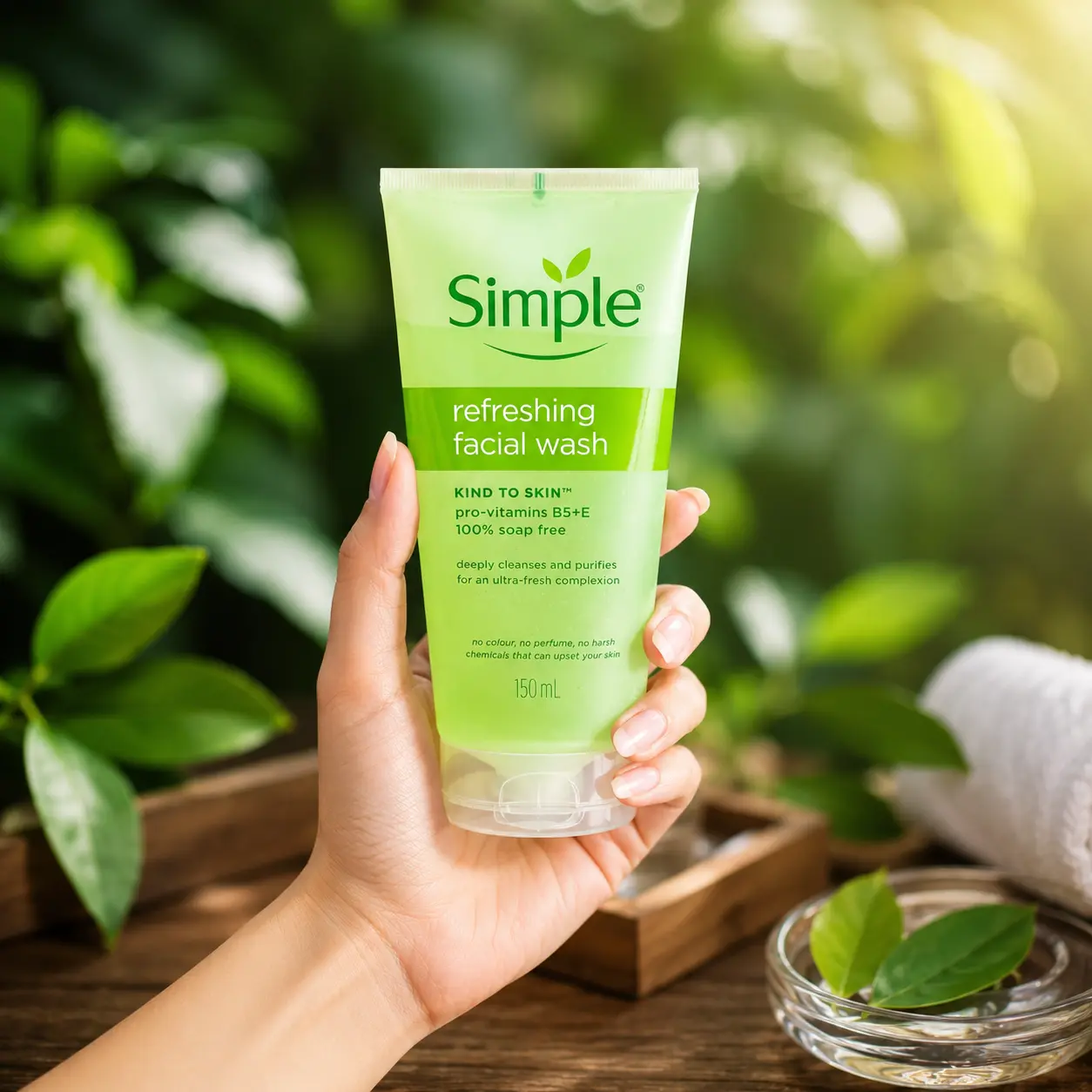 Simple Kind to Skin Pro Vitamins B5+E 100% Soap Free Refreshing Facial Gel Wash (150ml)