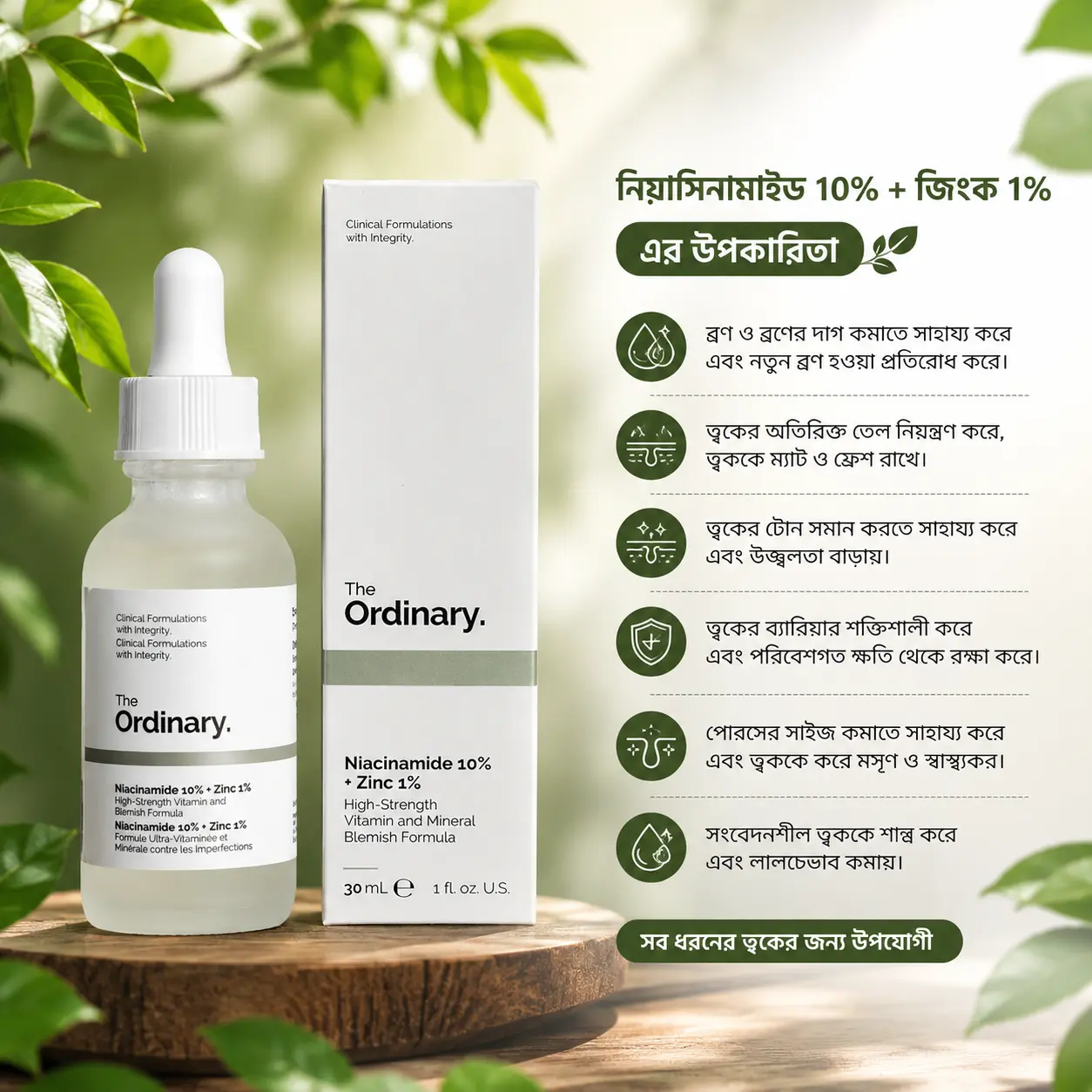 The Ordinary Niacinamide 10% Zinc 1% Serum – 30ml