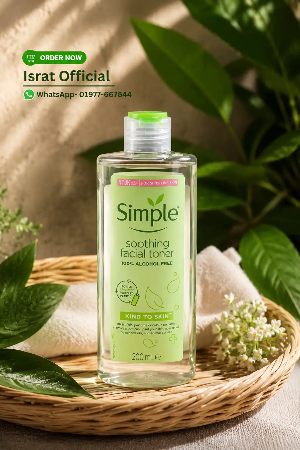 Simple Kind to Skin Soothing Facial Toner – (200ml) (100% Alcohol Free)