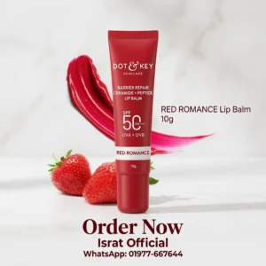 Dot & Key Red Romance Ceramide Peptide Tinted Lip Balm SPF 50 PA+++ – 10g – | UVA/UVB Protection | Soft Tinted Lip Moisturizer | Boosts Collagen & Instantly Plumps Lip | Prevents Pigmentation