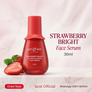 Dot And Key Strawberry Bright 10 Percent Niacinamide Face Serum (30ml) with Vitamin B12 & Hyaluronic Acid | Fades Dark Spots, Hyperpigmentation & Dullness | Hydrates, Smooths & Minimizes Pores