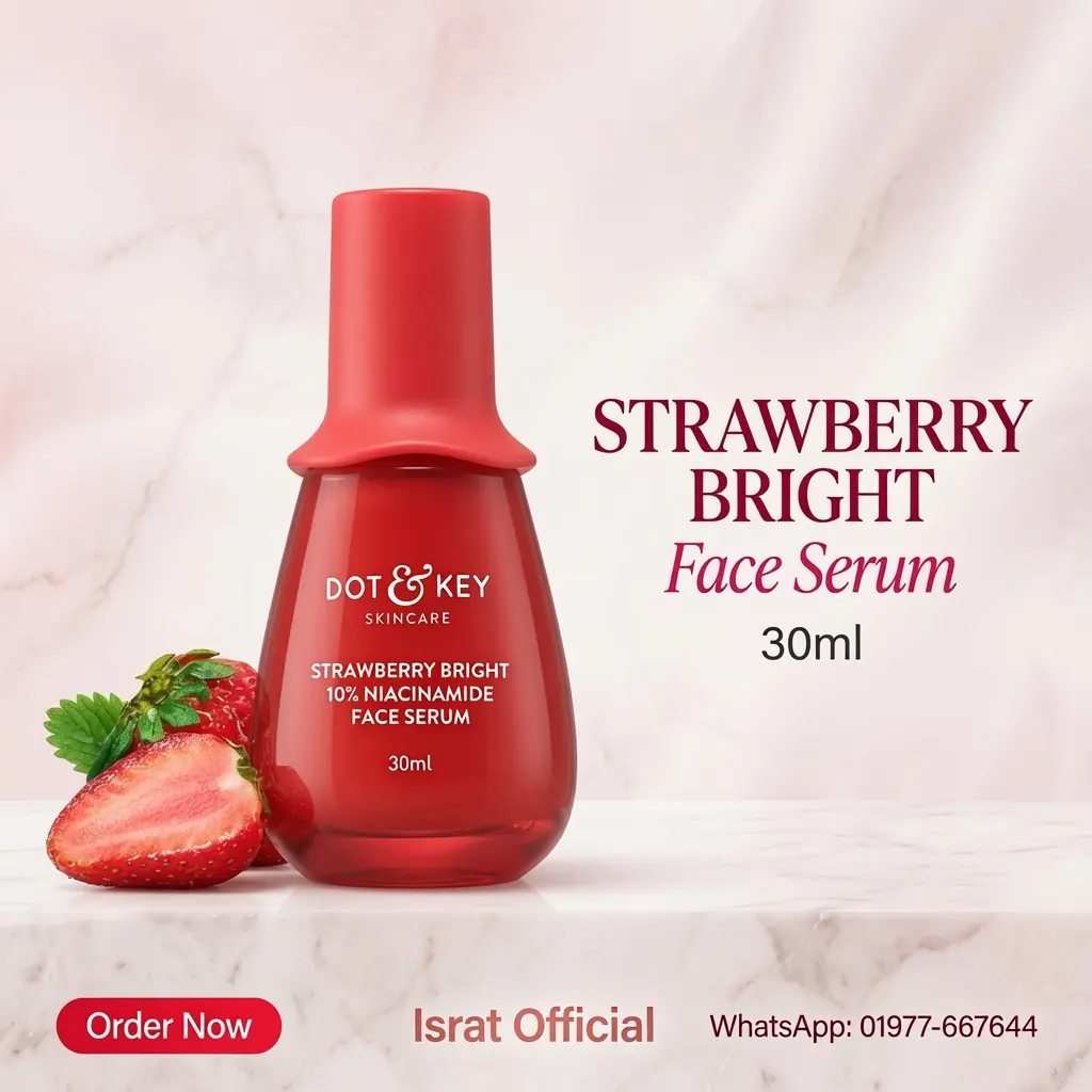 Dot And Key Strawberry Bright 10 Percent Niacinamide Face Serum (30ml) with Vitamin B12 & Hyaluronic Acid | Fades Dark Spots, Hyperpigmentation & Dullness | Hydrates, Smooths & Minimizes Pores