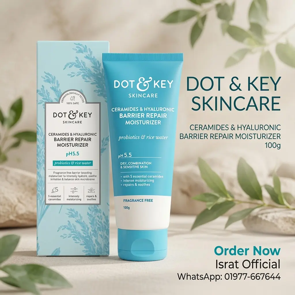 Dot & Key Ceramides Hyaluronic Moisturizer Barrier Repair Moisturizer – 100g | 120 Hrs Moisturization, With 5 Ceramides & Hyaluronic | Repairs Damaged Skin Barrier, Non-Comedogenic