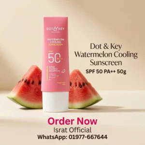 Dot and Key Watermelon Cooling Sunscreen SPF 50+ PA++++ with Hyaluronic Acid 50g Instantly Cools skin, Controls Excess Oil, Broad Spectrum Protection, No White Cast, No White Cast