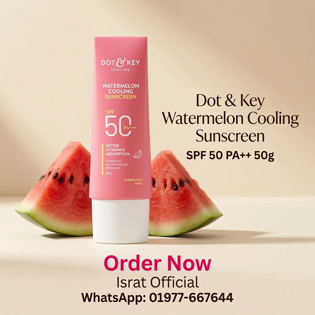 Dot and Key Watermelon Cooling Sunscreen SPF 50+ PA++++ with Hyaluronic Acid 50g Instantly Cools skin, Controls Excess Oil, Broad Spectrum Protection, No White Cast, No White Cast