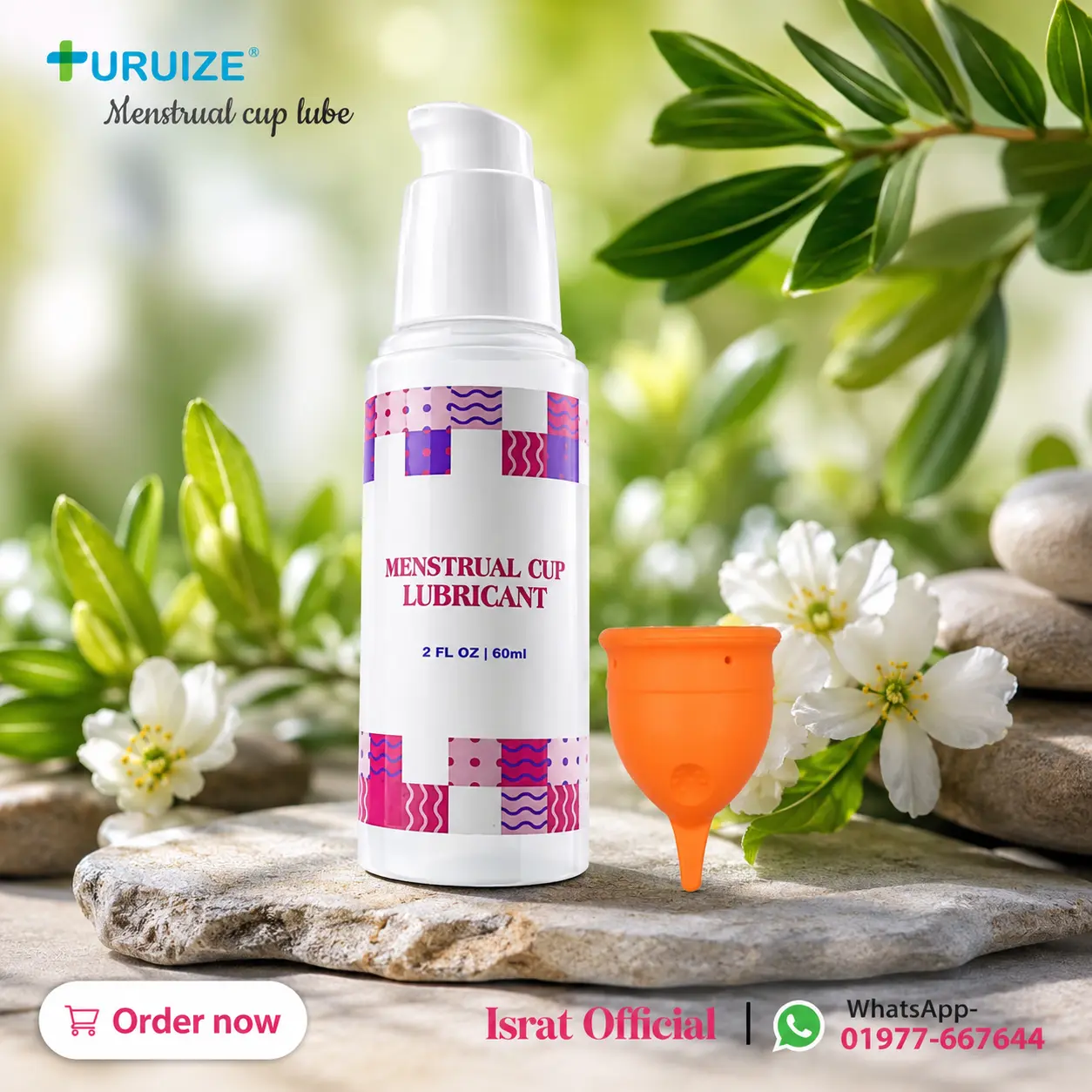 Menstrual Cup Lubricant - Premium Formula for Silicone Menstrual Cups - URUIZE - 60 ml