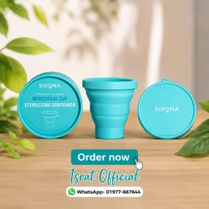 Sirona Menstrual Cups Foldable Sterilizing Container Silicone – 1 Unit – Microwave Friendly – Foldable Menstrual Cup Sterilize – BPA Free and Non-Toxic – for Camping, Public Restrooms