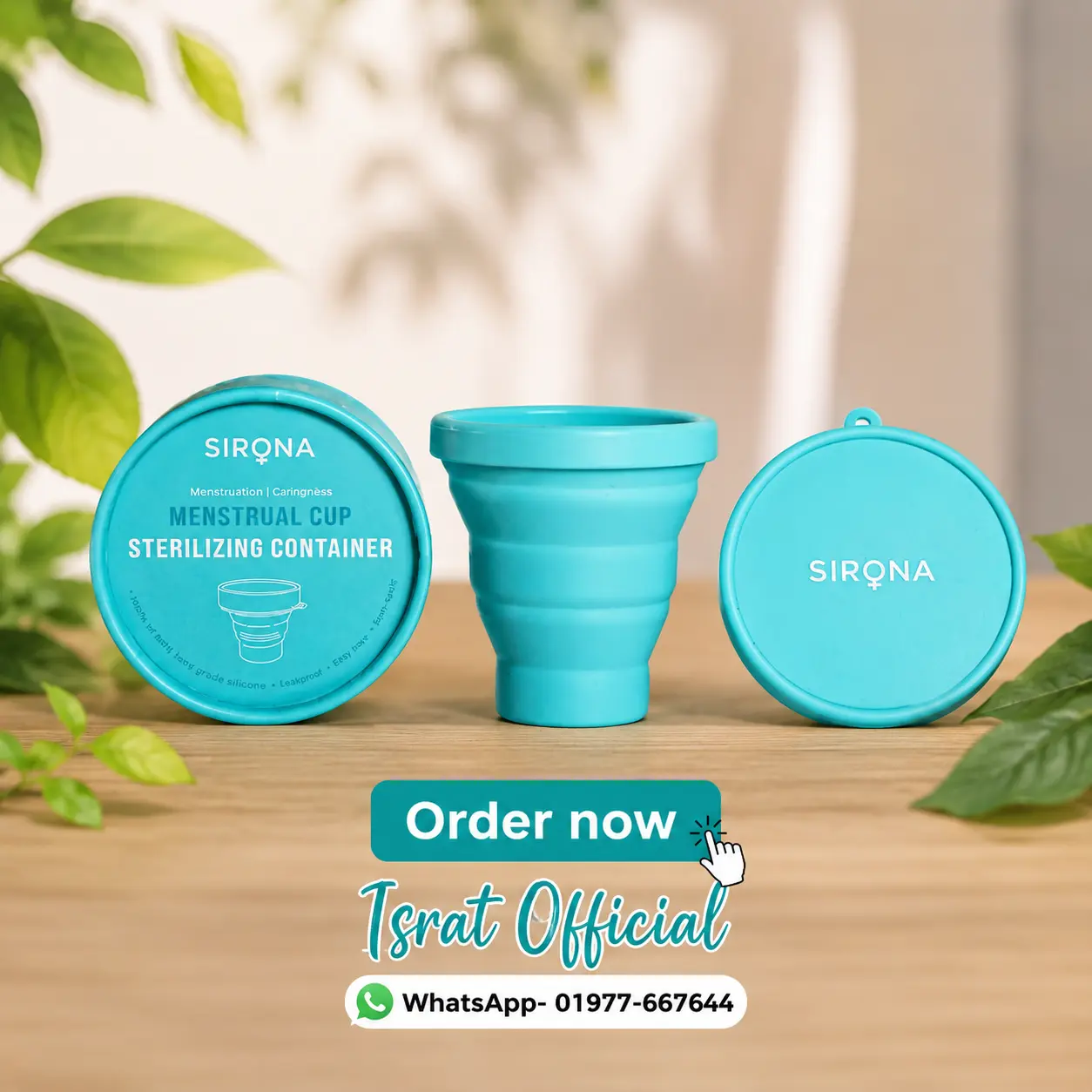 Sirona Menstrual Cups Foldable Sterilizing Container Silicone - 1 Unit - Microwave Friendly - Foldable Menstrual Cup Sterilize - BPA Free and Non-Toxic - for Camping, Public Restrooms