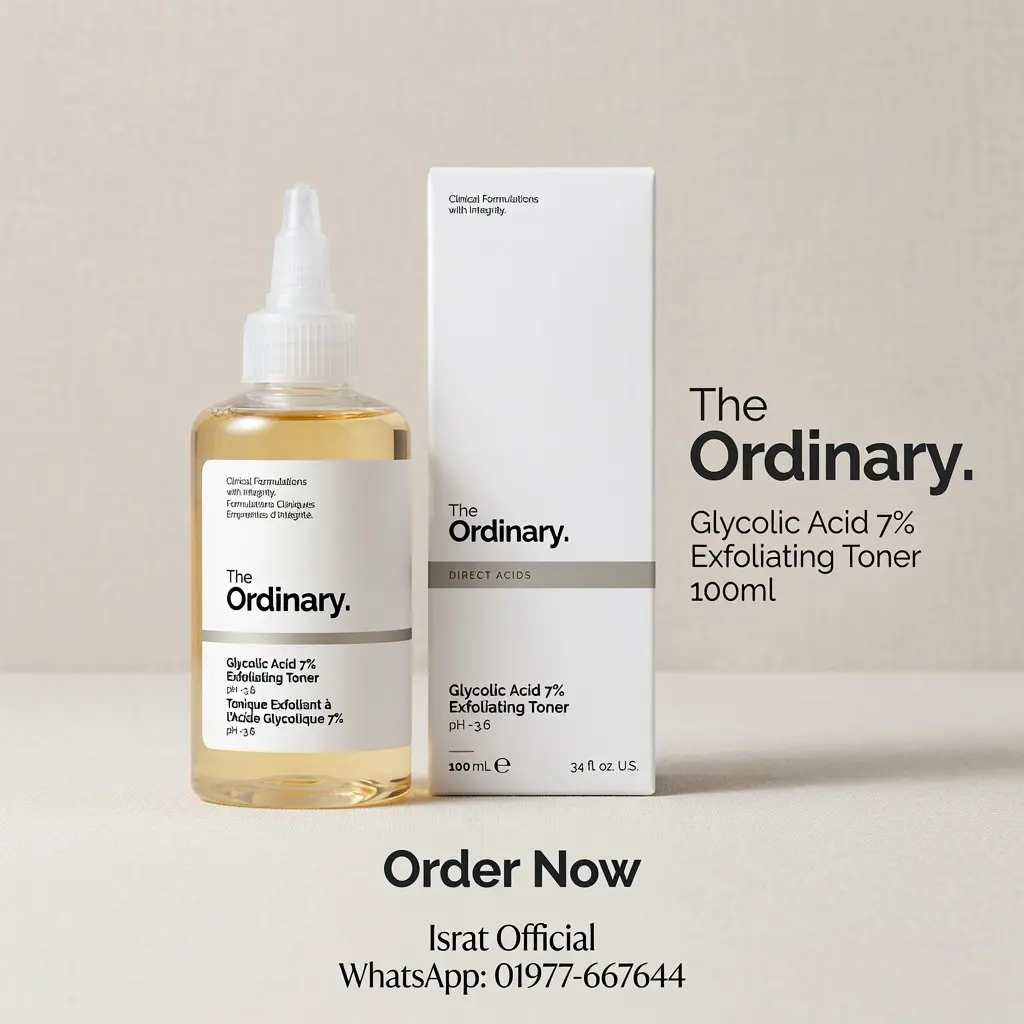 The Ordinary Glycolic Acid 7% Exfoliating Toner, Brightening and Smoothing Daily Toner for More Even-Looking Skin Tone (100ml)