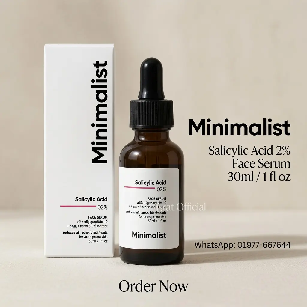Minimalist Salicylic Acid 2% Face Serum for Acne, Oil Control & Open Pores | BHA Exfoliant for Blemish Prone Skin & Uneven Skin Tone | For Women & Men | 1Fl Oz/30ml
