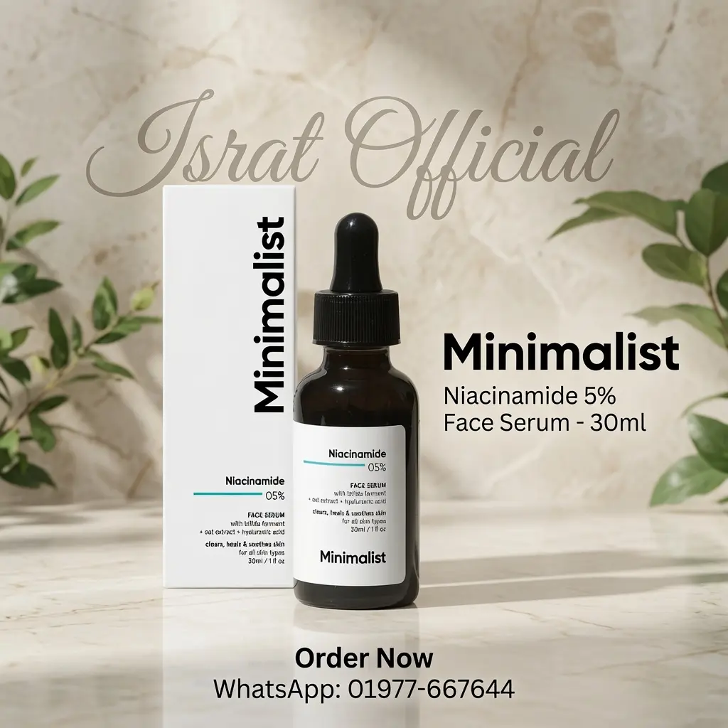 Minimalist 5% Niacinamide Serum with Hyaluronic Acid for Clear Skin | Reduces Blemishes/Acne Marks, Pore minimizer, Repairs & Soothes skin | For Women & Men | 1 Fl Oz / (30 ml)