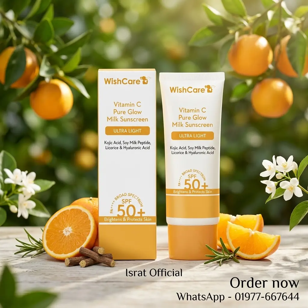 WishCare 2% Vitamin C Pure Glow Milk Sunscreen SPF50 PA++++ = 50g